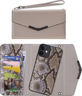 Apple iPhone 12 Hoesje - Mobilize - Elegant Magnet Serie - Kunstlederen 2in1 Case / Clutch - Beige Snake - Hoesje Geschikt Voor Apple iPhone 12