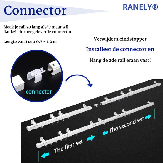Wanorde een experiment doen helpen RANELY® Aluminium gordijnrail set - plafondbevestiging - gordijnrails  compleet - kant... | bol.com