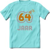 64 Jaar Feest T-Shirt | Goud - Zilver | Grappig Verjaardag Cadeau Shirt | Dames - Heren - Unisex | Tshirt Kleding Kado | - Licht Blauw - XL