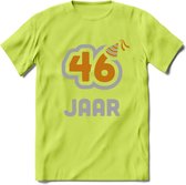 46 Jaar Feest T-Shirt | Goud - Zilver | Grappig Verjaardag Cadeau Shirt | Dames - Heren - Unisex | Tshirt Kleding Kado | - Groen - L