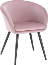 Kamyra® Velvet Eetkamerstoel - Gestoffeerd & Met Armleuning - 1 stuk - Eetkamerstoelen voor bij de Eettafel - Roze