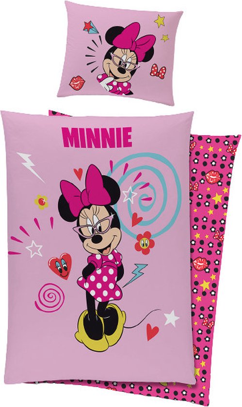 Housse de couette Disney Minnie Mouse 140 X 200/65 Cm Katoen Rose