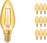 Voordeelpak 10x Osram Vintage 1906 LED Klassiek E14 B 1.5W 824 Filament Goud | Zeer Warm Wit - Vervangt 12W