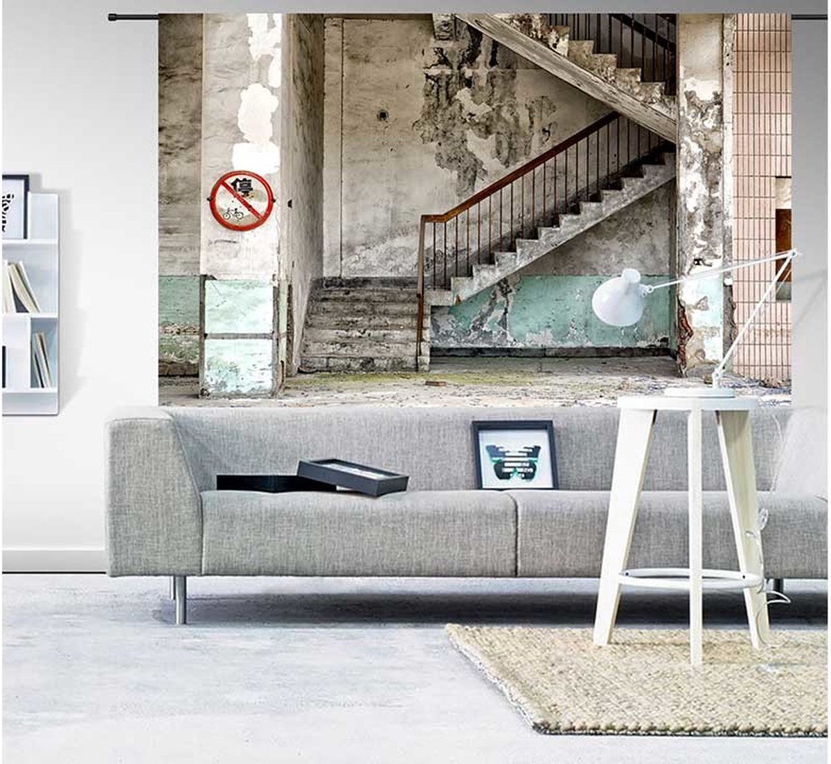 Urban Cotton Wandkleed Concrete Stairs L