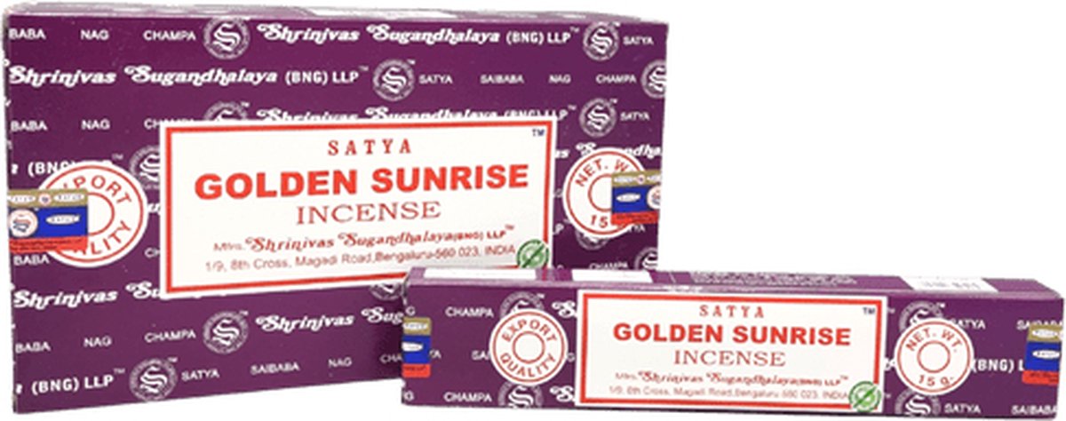 Satya Golden Sunrise wierookstokjes - doos met 12 pakjes van 15 gram Multicolor