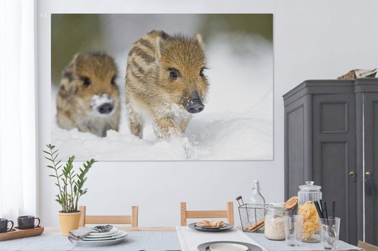 Tableau sur toile Deux cochons - 150x100 cm - Décoration murale