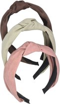 Diadeem - haarband met knoop - suedelook - roze of beige of donkerbruin — Beige