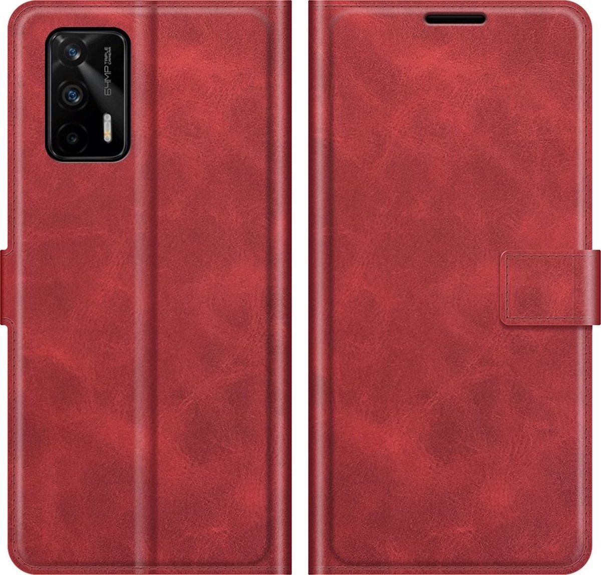 Mobigear Telefoonhoesje geschikt voor Realme GT Hoesje | Mobigear Wallet Bookcase Portemonnee | Pasjeshouder voor 3 Pasjes | Telefoonhoesje voor Pinpas / OV Kaart / Rijbewijs - Rood