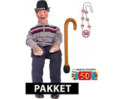 Compleet Abraham pop pakket - Tuinpop - 6 delig - 50 jaar geworden - Buiten - feestartikelen