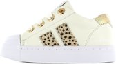 Shoesme beige lage sneaker met ponyhair stripings