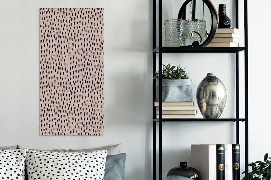 Tableau sur toile à pois - Rose - Zwart - 40x80 cm - Décoration murale