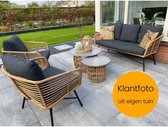 BUITEN living Flow stoel-bank loungeset 5-delig | wicker + aluminium | betonlook tafels | bamboe antraciet | 5 personen