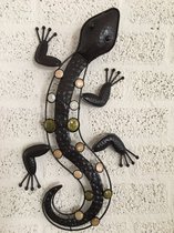 1 Salamander - hagedis gemaakt van ijzer, vol collor, prachtig!