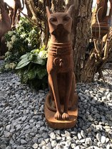 Bastet de Egyptische katten godin, sculptuur, kat figuur cast iron, als antiek