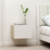 Decoways - Nachtkastje 40x30x30 cm spaanplaat wit en sonoma eikenkleurig