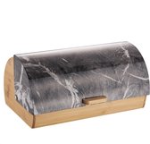 Boîte à pain Luxe - Boîte à pain avec couvercle coulissant - Boîte à pain - Boîte à pain - Armoire à pain - Corbeille à pain - Bamboe - Design marbre - Zwart/gris - 38X18