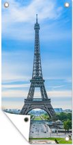 Tuinposter De Eiffeltoren met een erg kleurrijke omgeving - 40x80 cm - Wanddecoratie Buiten - Tuinposter - Tuindoek - Schuttingposter - Tuinschilderij