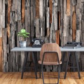 Zelfklevend fotobehang - Wooden Curtain (Grey and Brown).