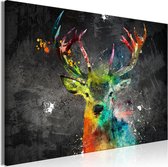 Schilderij - Rainbow Deer (1 Part) Wide.
