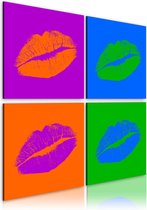 Schilderij - Kisses: Pop-art.