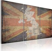 Schilderij - Kaart van Groot-Brittannië - triptiek.