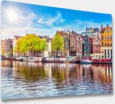 Akoestische panelen - Geluidsisolatie - Akoestische wandpanelen - Akoestisch schilderij AcousticBudget® - paneel met de grachten van Amsterdam - design 188 - 60x40 - Wanddecoratie