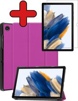 Samsung Galaxy Tab A8 Hoes Book Case Hoesje Met Screenprotector - Samsung Galaxy Tab A8 Hoes Cover - 10,5 inch - Paars