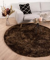 Rond hoogpolig vloerkleed velours Posh - bruin 200 cm rond