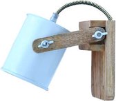 Wandlamp  - verstelbare kap - wit  - Houten lamp - trendy  -  H18cm