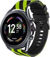 Siliconen Smartwatch bandje - Geschikt voor  Fossil Gen 6 - 44mm gestreept siliconen bandje - zwart/geel - Strap-it Horlogeband / Polsband / Armband