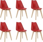 Decoways - Eetkamerstoelen 6 st kunststof rood