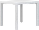 Decoways - Tuintafel 79x79x72 cm rattan-look kunststof wit