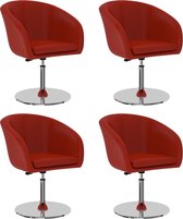 Decoways - Eetkamerstoelen 4 st kunstleer rood