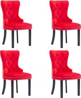 Decoways - Eetkamerstoelen 4 st fluweel rood