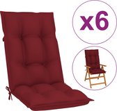 Decoways - Coussins de chaise de jardin 6 pièces 120x50x7 cm vin rouge