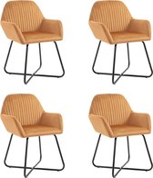 Decoways - Eetkamerstoelen 4 stuks fluweel oker