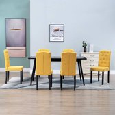Decoways - Eetkamerstoelen 6 stuks stof geel
