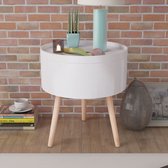 Decoways - Bijzettafel met dienblad rond 39,5x44,5 cm wit