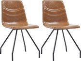 Decoways - Eetkamerstoelen 2 st kunstleer cognackleurig