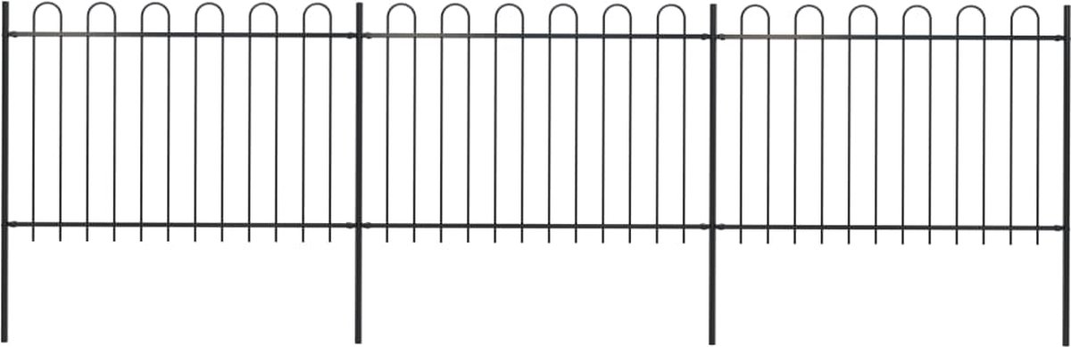 Decoways - Tuinhek met ronde bovenkant 5,1x1,2 m staal zwart