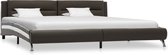 Decoways - Bedframe kunstleer grijs 160x200 cm