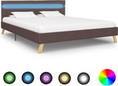 Decoways - Bedframe met LED stof taupe 160x200 cm