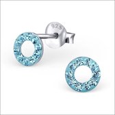 Aramat jewels ® - 925 sterling zilveren kinder oorbellen cirkel blauw kristal 5mm