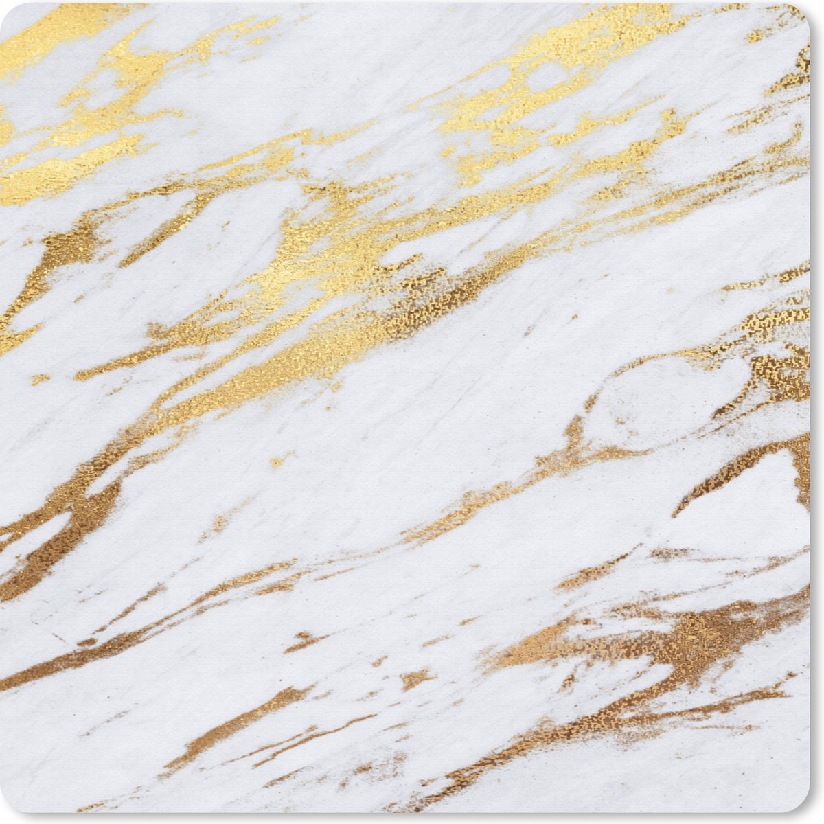 Muismat 30x30 cm - Mousepad Marmer - Wit - Goud - Muismatten