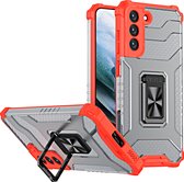 Hoesje Geschikt Voor Samsung Galaxy S21 Ultra hoesje transparent rugged case Rood - hoesje Hoesje Geschikt Voor Samsung Galaxy S21 Ultra military Grade met auto magnetische schokabsorptie hoesje