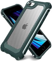 Backcover Shockproof Carbon Hoesje iPhone 6/6s Legergroen - Telefoonhoesje - Smartphonehoesje - Zonder Screen Protector