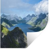 Stickers muraux - Vue sur les fjords de Norvège - 100x100 cm - Film adhésif XXL