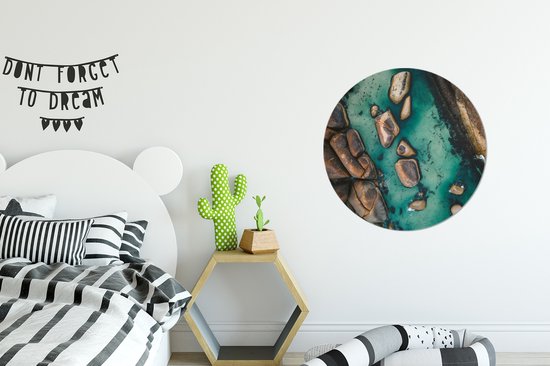 WallCircle - Cercle Mural - Cercle Mural - Water - Pierres - Mer - Aluminium - Dibond - 60x60 cm - Intérieur et Extérieur
