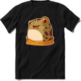 Blije kikker T-Shirt Grappig | Dieren reptielen Kleding Kado Heren / Dames | Animal Skateboard Cadeau shirt - Zwart - XL