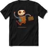 Casual skelet T-Shirt Grappig | Dieren halloween Kleding Kado Heren / Dames | Animal Skateboard Cadeau shirt - Zwart - M